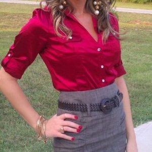 Beautiful red satin Guess shirt